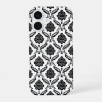 Rococo Damask Pattern Black on White