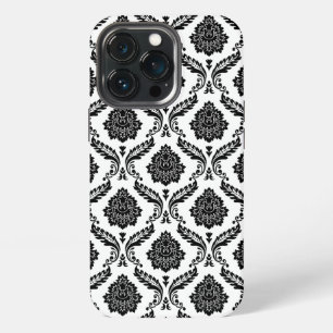 Rococo Damask Pattern Black on White iPhone 13 Pro Case