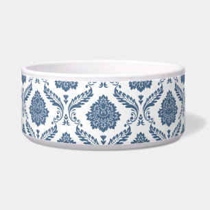 Rococo Damask Pattern Blue on White