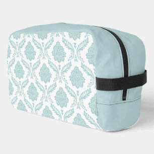 Rococo Damask Pattern Duck Egg Blue on White Dopp Kit