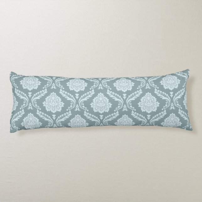 Rococo Damask Pattern Duck Egg Blue+Teal  Body Cushion (Back)