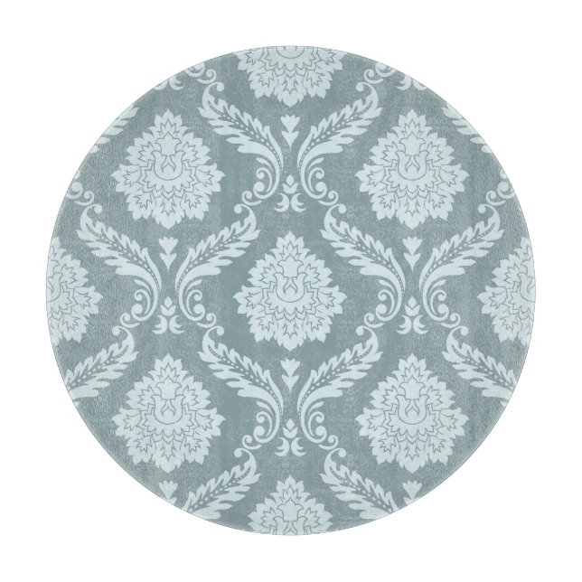 Rococo Damask Pattern Duck Egg Blue+Teal Cutting Board (Front)