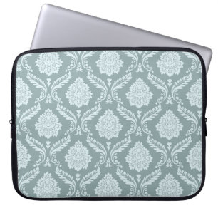 Rococo Damask Pattern Duck Egg Blue+Teal Laptop Sleeve