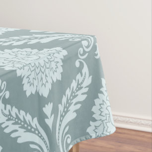 Rococo Damask Pattern Duck Egg Blue+Teal Tablecloth