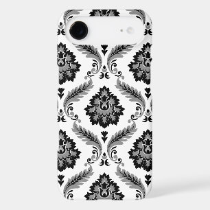 Rococo Damask Pattern Grey Black White