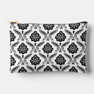 Rococo Damask Pattern Grey Black White Accessory Pouch