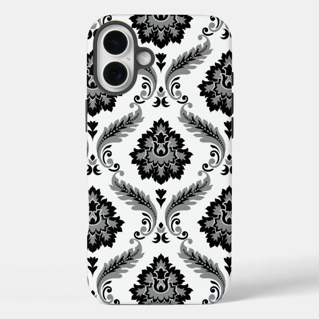 Rococo Damask Pattern Grey Black White Case-Mate iPhone Case (Back)