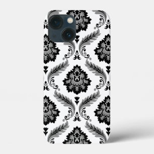 Rococo Damask Pattern Grey Black White iPhone 13 Mini Case
