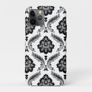 Rococo Damask Pattern Grey Black White iPhone 11 Pro Case