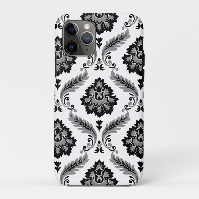 Rococo Damask Pattern Grey Black White Case-Mate iPhone Case (Back)