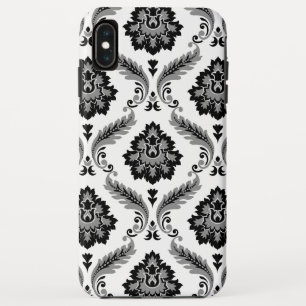 Rococo Damask Pattern Grey Black White iPhone XS Max Case