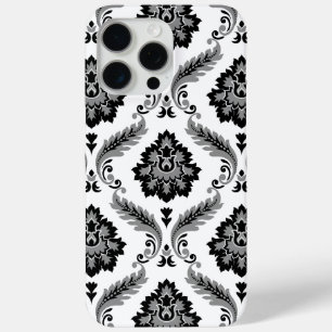 Rococo Damask Pattern Grey Black White iPhone 15 Pro Max Case