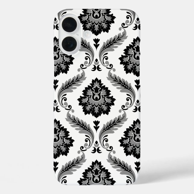Rococo Damask Pattern Grey Black White Case-Mate iPhone Case (Back)