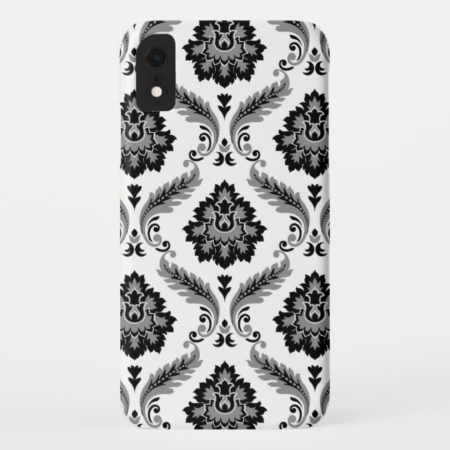 Rococo Damask Pattern Grey Black White Case-Mate iPhone Case (Back)