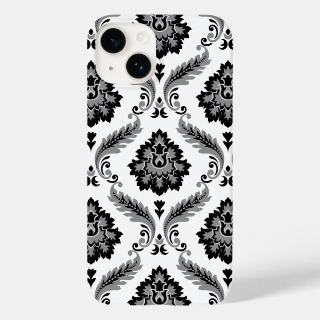 Rococo Damask Pattern Grey Black White Case-Mate iPhone Case (Back)