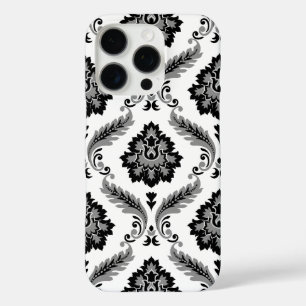 Rococo Damask Pattern Grey Black White iPhone 16 Pro Case
