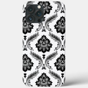 Rococo Damask Pattern Grey Black White iPhone 13 Pro Max Case