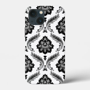 Rococo Damask Pattern Grey Black White iPhone 13 Mini Case