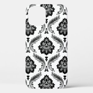 Rococo Damask Pattern Grey Black White iPhone 12 Pro Case