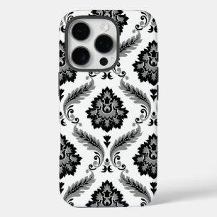 Rococo Damask Pattern Grey Black White iPhone 16 Pro Case