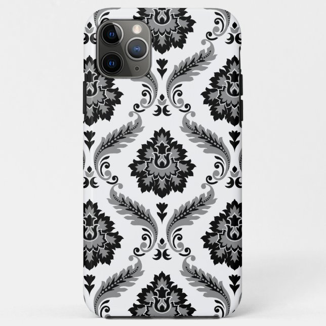 Rococo Damask Pattern Grey Black White Case-Mate iPhone Case (Back)