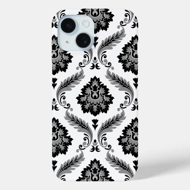 Rococo Damask Pattern Grey Black White Case-Mate iPhone Case (Back)