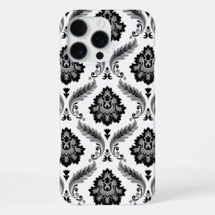 Rococo Damask Pattern Grey Black White iPhone 16 Pro Max Case