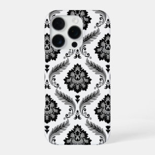 Rococo Damask Pattern Grey Black White iPhone 16 Pro Case