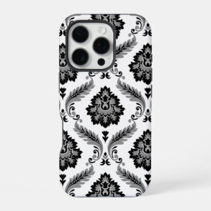Rococo Damask Pattern Grey Black White iPhone 16 Pro Case