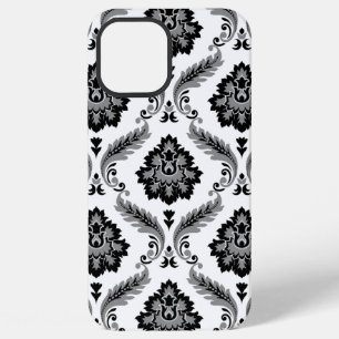 Rococo Damask Pattern Grey Black White iPhone 12 Pro Max Case