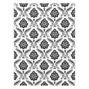 Rococo Damask Pattern Grey Black White Tablecloth