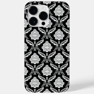 Rococo Damask Pattern White on Black  Case-Mate iPhone 14 Pro Max Case