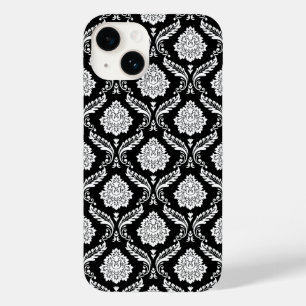 Rococo Damask Pattern White on Black  Case-Mate iPhone 14 Case