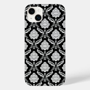 Rococo Damask Pattern White on Black  Case-Mate iPhone 14 Plus Case