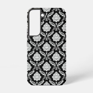 Rococo Damask Pattern White on Black  Samsung Galaxy Case