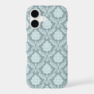 Rococo Damask Rpt Pattern Duck Egg Blue+Teal