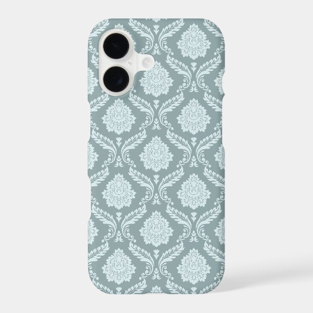 Rococo Damask Rpt Pattern Duck Egg Blue+Teal (Back)