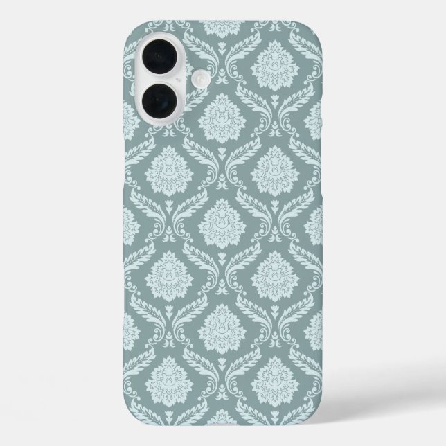 Rococo Damask Rpt Pattern Duck Egg Blue+Teal Case-Mate iPhone Case (Back)