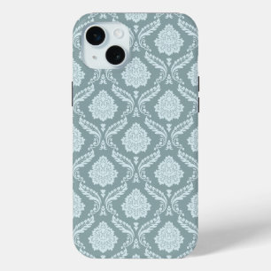 Rococo Damask Rpt Pattern Duck Egg Blue+Teal iPhone 15 Mini Case