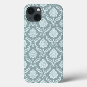 Rococo Damask Rpt Pattern Duck Egg Blue+Teal iPhone 13 Case