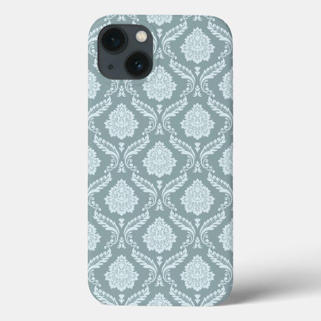 Rococo Damask Rpt Pattern Duck Egg Blue+Teal Case-Mate iPhone Case (Back)