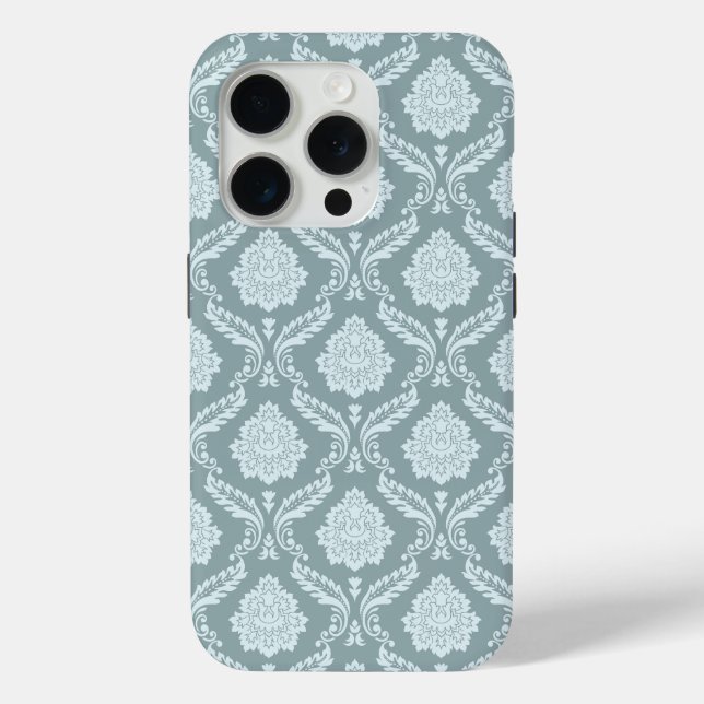 Rococo Damask Rpt Pattern Duck Egg Blue+Teal Case-Mate iPhone Case (Back)