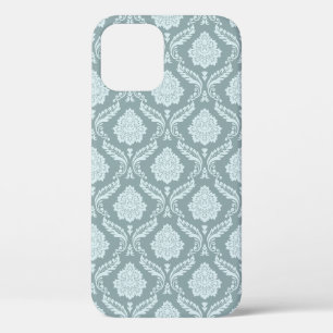 Rococo Damask Rpt Pattern Duck Egg Blue+Teal iPhone 12 Pro Case