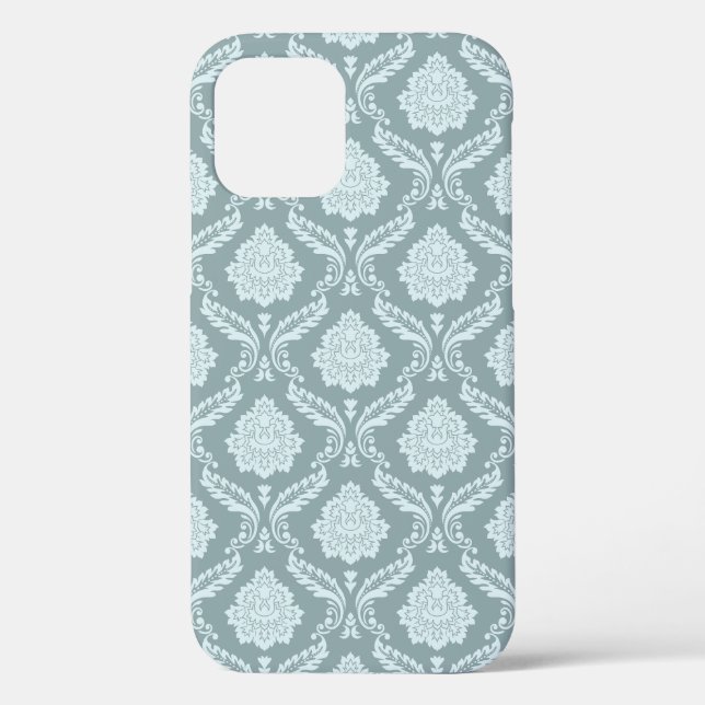 Rococo Damask Rpt Pattern Duck Egg Blue+Teal Case-Mate iPhone Case (Back)