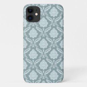 Rococo Damask Rpt Pattern Duck Egg Blue+Teal iPhone 11 Case
