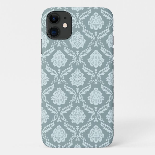 Rococo Damask Rpt Pattern Duck Egg Blue+Teal Case-Mate iPhone Case (Back)