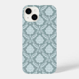 Rococo Damask Rpt Pattern Duck Egg Blue+Teal iPhone 14 Case