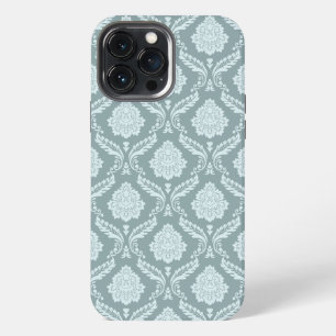Rococo Damask Rpt Pattern Duck Egg Blue+Teal iPhone 13 Pro Max Case
