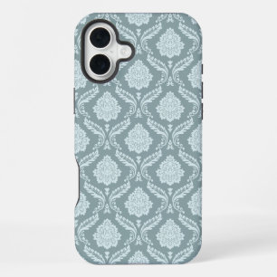 Rococo Damask Rpt Pattern Duck Egg Blue+Teal iPhone 16 Plus Case
