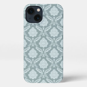Rococo Damask Rpt Pattern Duck Egg Blue+Teal iPhone 13 Case